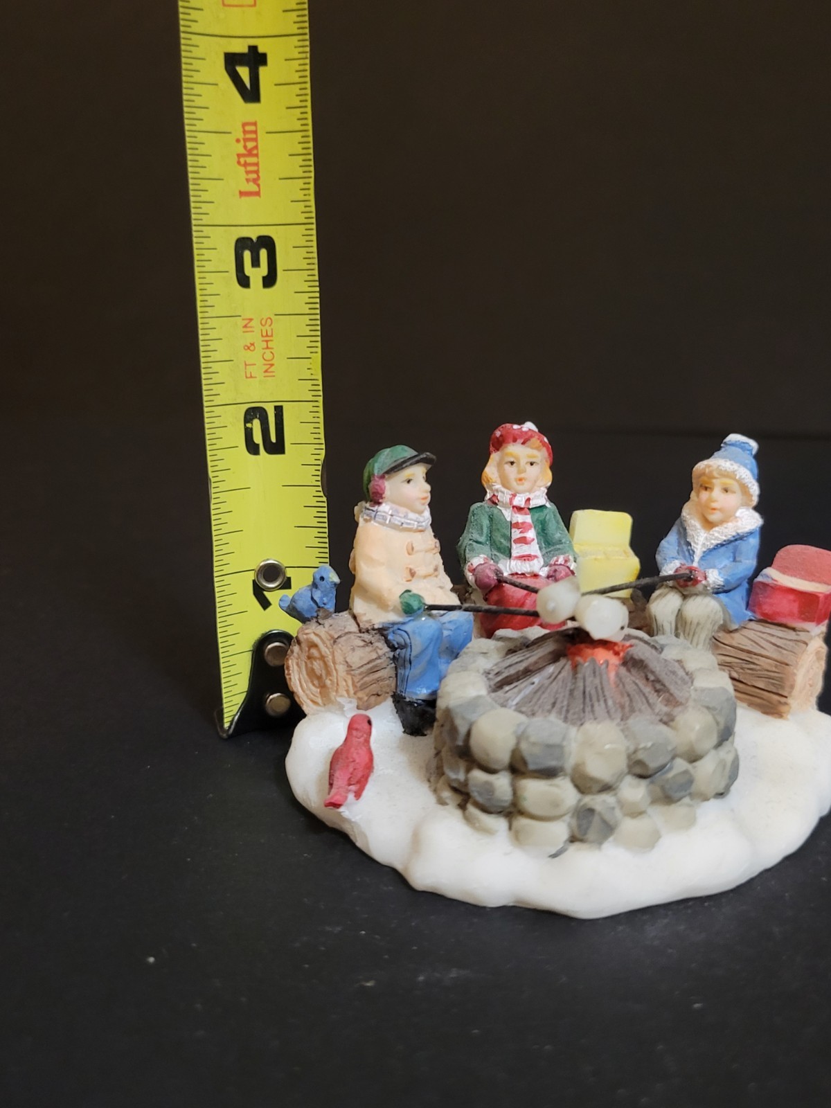 Holiday Time Santas Workbench Christmas Village Children Campfire Fire Bonfire
