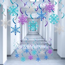 20 Pcs Winter Snowflake Hanging Swirl Decorations - Hanging...