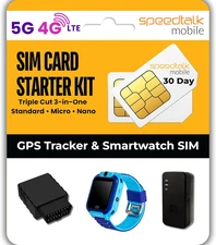 GPS Tracker SIM Card Starter Kit | 3 in 1 Universal Simcard: Standard, Micro, Na