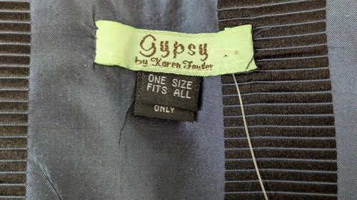 GONNA GYPSY BY KAREN FOWLER NUOVA CON ETICHETTE SETA TAFFETÀ BLU E NERA A RIGHE TAGLIA UNICA - Foto 6 di 8