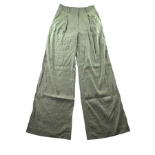 Veronica Beard Rimini High Waisted Pleated Linen Wide Leg Pants Washed Sage 6