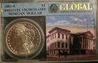 1881-S Morgan Silver Dollar Brilliant Uncirculated –Global Certified Sealed case