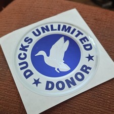 Ducks Unlimited Donor Vinyl Decal Sticker Bluewhite 4in Round Glossy