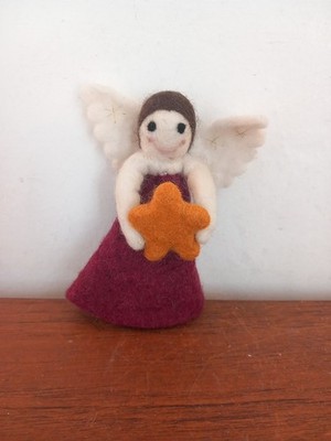 WEIHNACHTSENGEL BAUMAUFSATZ WOLLE & MATERIAL, 13 CM HOCH (C)