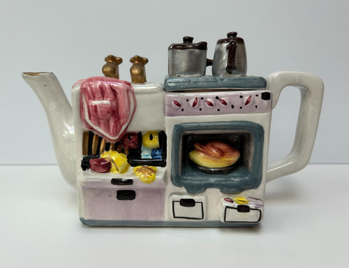 Vintage Buchase Kitchen Stove Ceramic Novelty Teapot Dirty Dishes