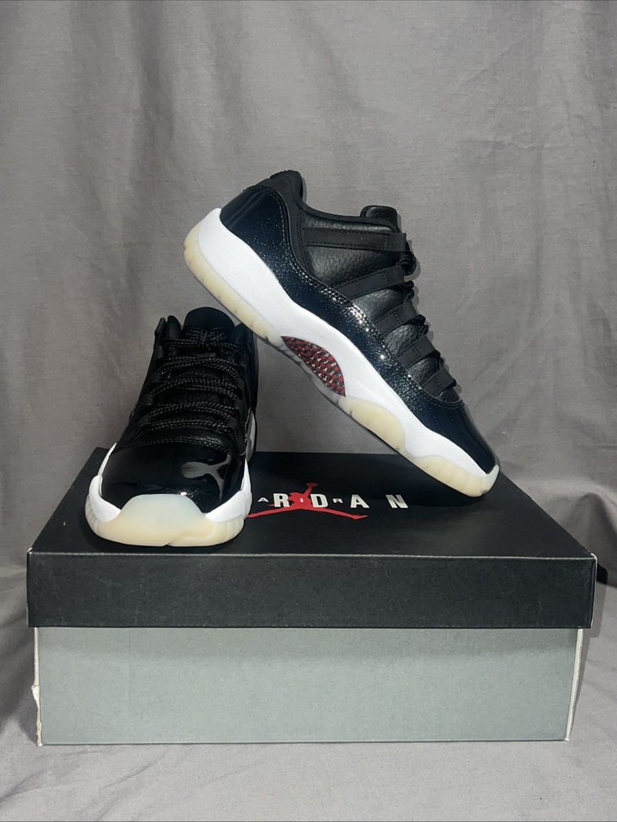 Air Jordan 11 Retro Low 72-10 Black Gym Red White Sail Size UK