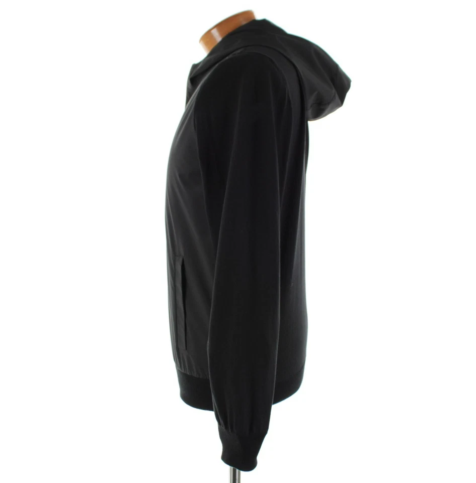 Gran Sasso новый с Ярлыками хлопок смешанные медиа с капюшоном куртки размер 52 (L США) в твердый черный - Изображение 4 из 4