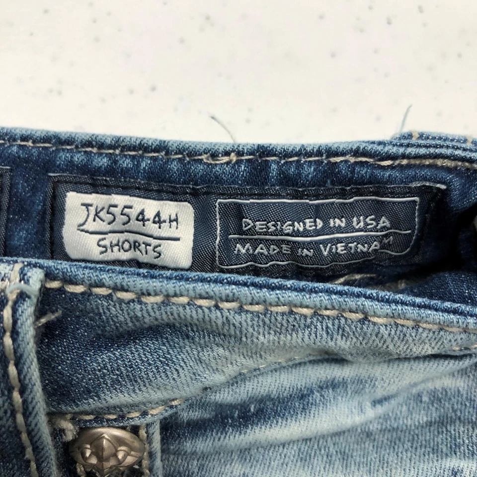 Pantalones Cortos Miss Me Niñas 14 Denim Adornado Floral Estrás Deshilachado Verano Informal Foto 4 de 4