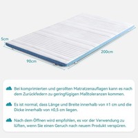 Amazon Basics Memoryschaum Matratzenauflage Mit BäNdern, 90 X 200 Cm, 5 Cm HöHe