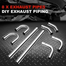 8Pcs 3.5"OD DIY Custom Mild Steel Mandrel Exhaust Tubing Bend Straight Pipe Kits