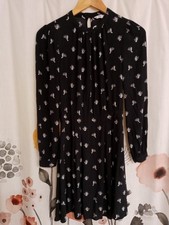 And Other Stories long sleeve black mini dress white cactus print size 4