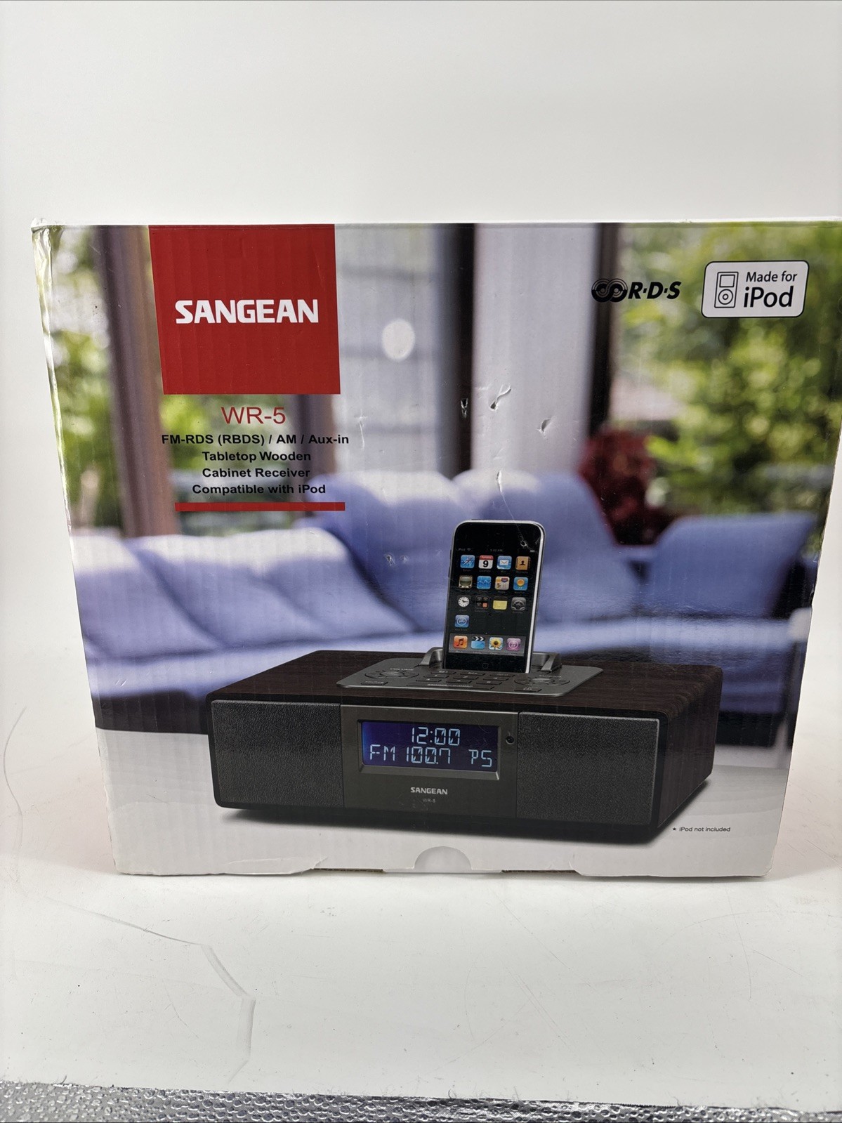 Sangean WR-5 Stereo AM/FM Clock Radio iPod Dock Tested Open 