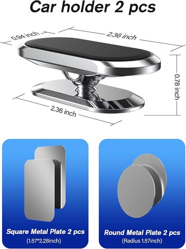 2 Pack Magnetic Phone Holder for Car, Upgrade Magnet - 360 Rotation Silver - Picture 8 of 8
