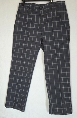 Slazenger Mens 36x30 Golf Pants Window Pane Plaid Navy Check Active Trouser  188