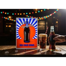 "Ice Cold Soda" LED Sign - Retro Man Cave & Bar Decor