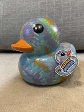 NEW, Jumbo 6" Dazzle Duckie Duck Toy TYE DYE Floats In Water