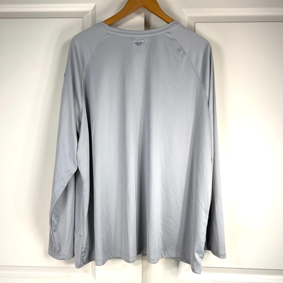 Columbia PFG Omni Shade Shirt Long Sleeve Gray Men’s Size 3X Spellout Logo - Image 4 of 4