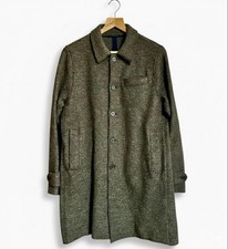 HARRIS WHARF LONDON Men's Olive Green Wool Coat Size 46 Made in England