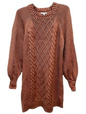 American Eagle Women's Cable Knit Sweater/Dress Faded Rust Copper Large Tall