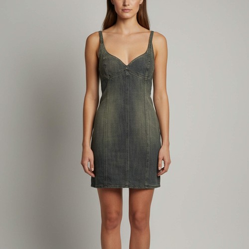 Abito corto aderente Balenciaga grigio denim S - Foto 1 di 6