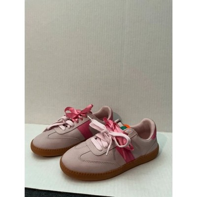 Wonder Nation Girls Pink Sneakers Bow Lace Gum Sole Casual Shoes Size 1 New