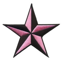 AufnäHer Stern Schwarz Rosa Patch BüGelbild Abzeichen AufbüGler