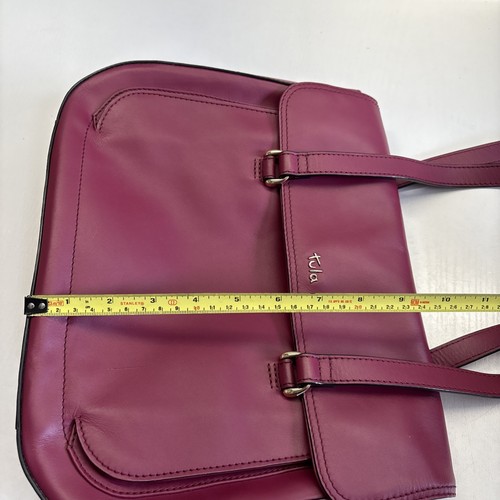 Tula Designer Damen weinrot rot Leder Schultertasche Umhängetasche Saddle Handtasche - Bild 20 von 21