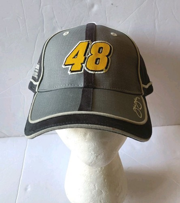 #ad #ad Vintage Jimmie Johnson #48 Nascar Team Lowes Racing Strapback Hat Cap Gray $15.19