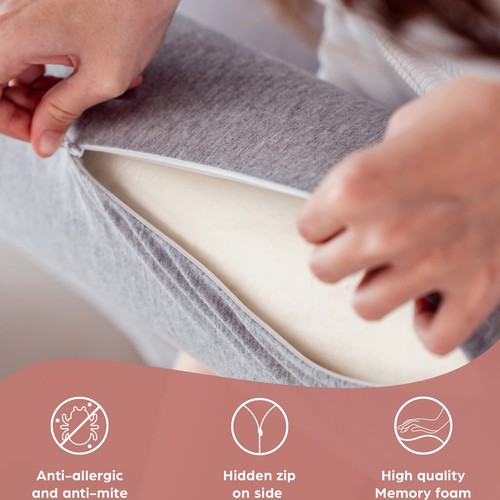 Cuscino Cilindrico Cervicale Memory Foam 40x15Cm per Fisioterapia e Riposare - Foto 5 di 7