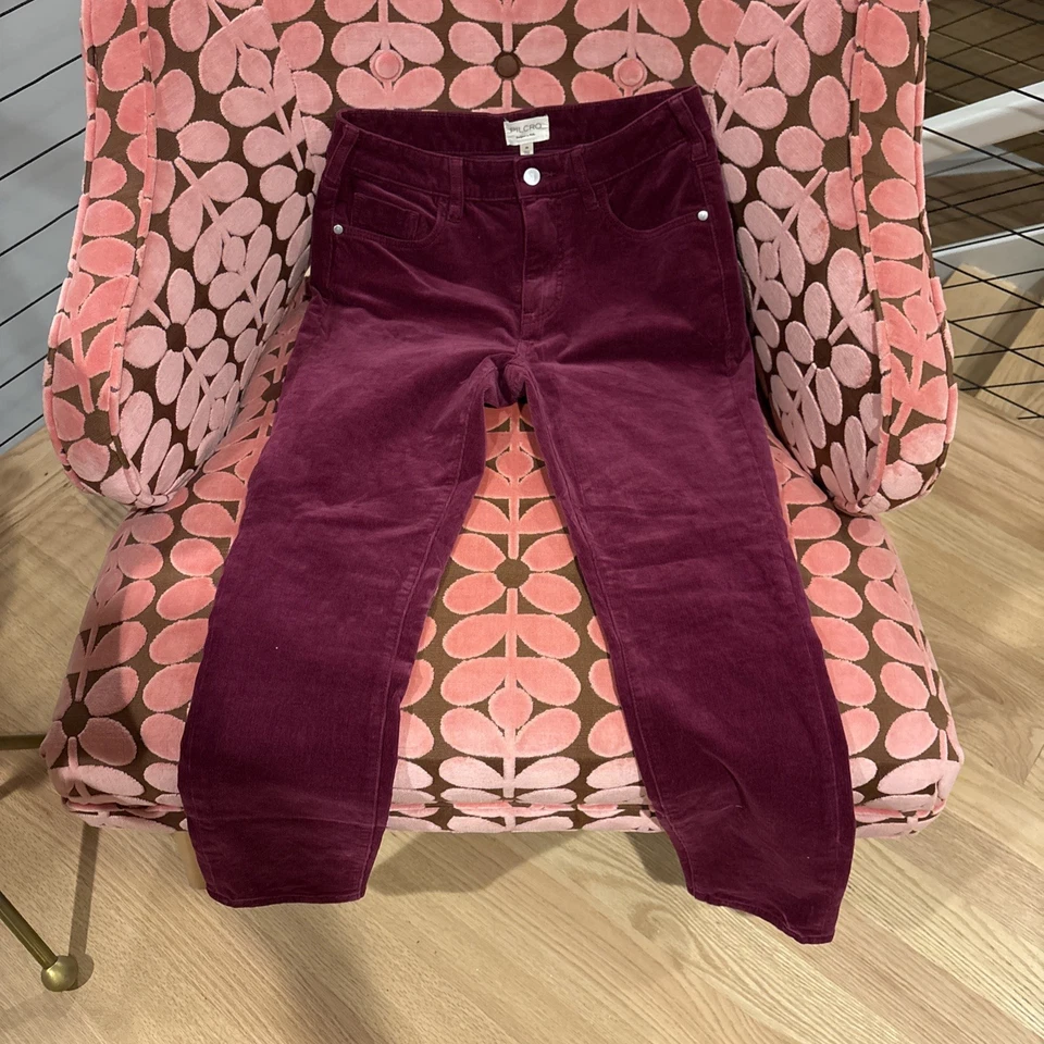 Обтягивающие бордовые вельветовые джинсы Pilcro с высокой талией размер 29 - Изображение 3 из 4