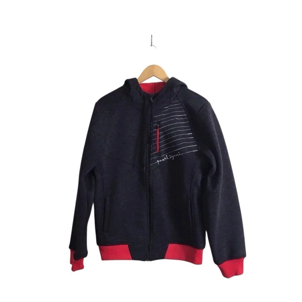 Pearl Izumi Small Black Red Wool Blend Full Zip Cycling Thermal Hoodie Jacket