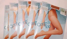 Vtg JCPenney Super Shapers Pantyhose Control Top Average Little Beige Sheer Toe 