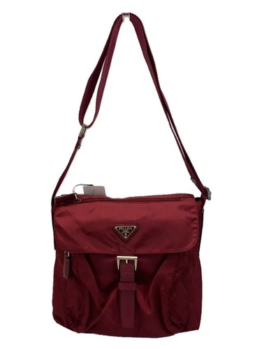 Sac bandoulière PRADA nylon bordeaux solide occasion