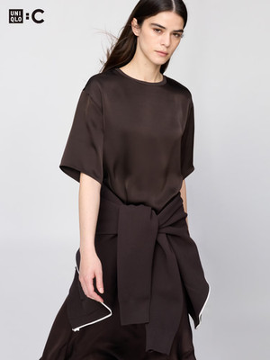 UNIQLO : C Satin Oversized Short Blouse Short Sleeve Women's Japan New 2026