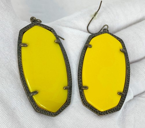 Vintage Kendra Scott Darby Earrings In Custom Bright Yellow & Blue - Picture 9 of 11