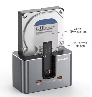 Blueendless M.2 SSD + HDD Dual Bay Dockingstation (M.2 NVME & SATA)