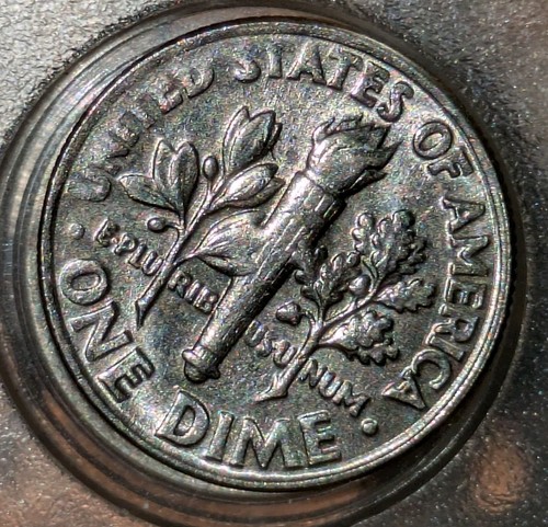 1997-P 10c Dime Struck Through Grease Error Obverse Reverse Missing Mottos - Picture 10 of 13