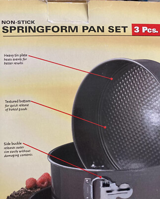 NIB Sunbeam 3-Piece Non-Stick Springform Cake Pan Set