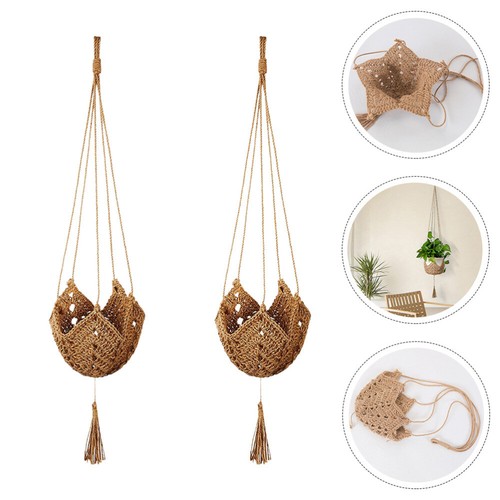2 Pcs Rope Plant Hanger Cotton Woven Hanging Basket Stand eBay