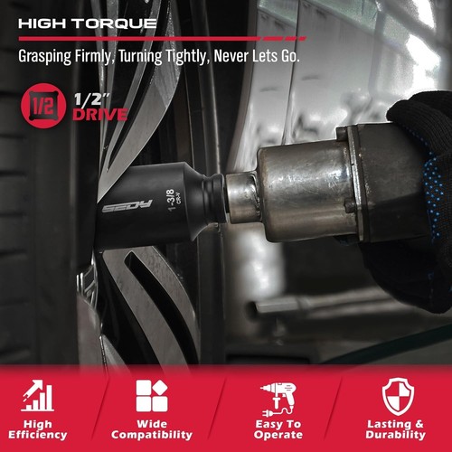 SAE Deep Impact Socket Set 8-Piece 1/2-inch Drive Wheel Axle Nut Wrench Large So - Picture 8 of 8