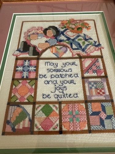 Vinatge Quilters Square Cross Stitch Framed Picture - Picture 3 of 4