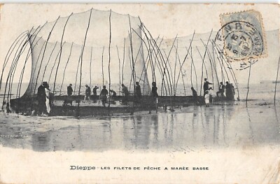 Old postcard 76 Dieppe / LES NETS DE FISHING A LOW TIDE