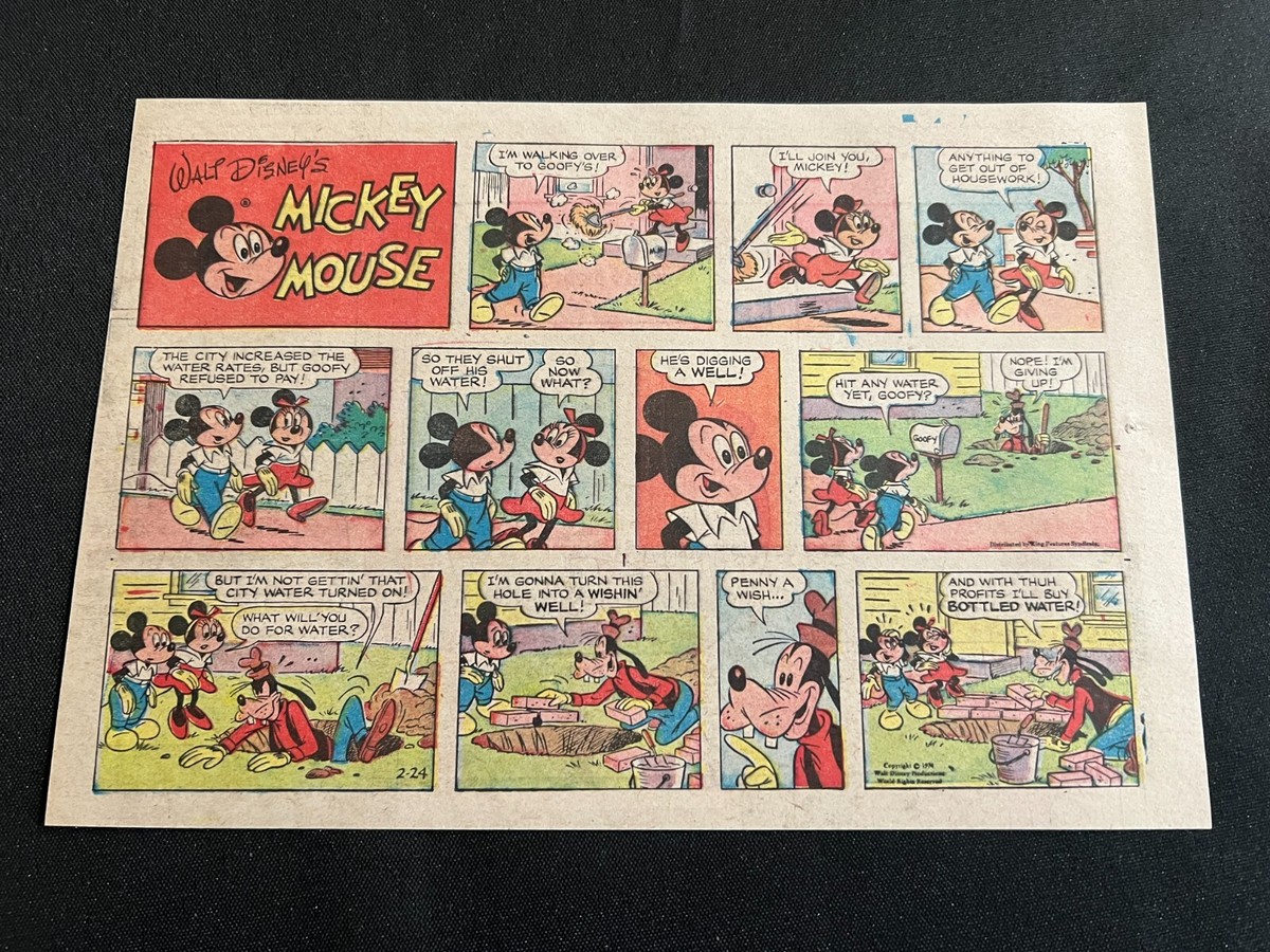 TH23 Walt Disney's MICKEY MOUSE Lot of 26 Sunday Tabloid Half Page
