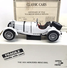 Danbury Mint Classic Cars 1931 Mercedes-Benz SSKL Roadster White w/ Box & Title
