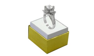Authentic 18K White Gold Plated Cubic Zirconia Flower Ring Made With Swarovski Elements 