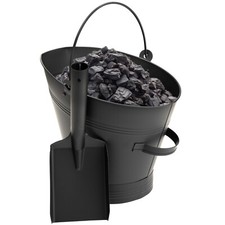 COAL BUCKET AND SHOVEL SET WATERLOO CHARCOAL ASH LOG SCUTTLE HOD FIRESIDE STEEL