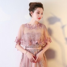 Bride Lace Shawl Bolero Wrap Wedding Tulle Jacket Floral Trim Formal Thin Tippet