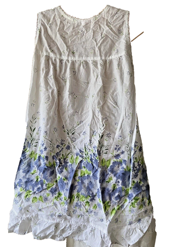 La Cera 100% Cotton Woven Floral Print Sleeveless Midi Gown with Pockets Size S - Picture 2 of 6