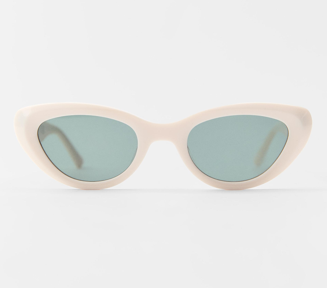Zara Acetate Cateye Sunglasses Ecru Off White Cream Beige