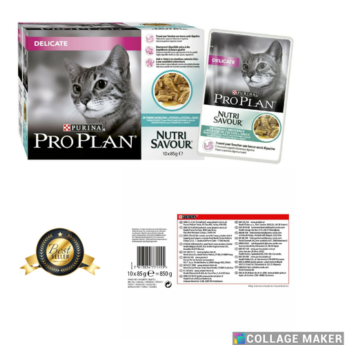 Purina Pro Plan Delicate Cat Wet Nutri Savour Ocean Fish Gravy, 10 x 85g Pouches eBay